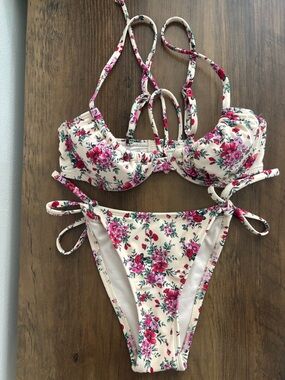 Floral Pink Tie-Side Swim Set